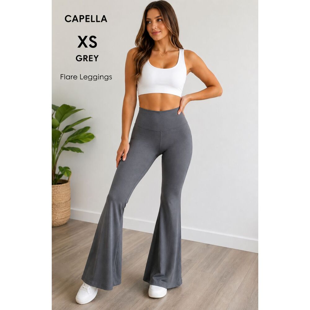 Capella Women's XS Gray Flare Leggings High Waist Yoga Pants Bell Bottom NWT